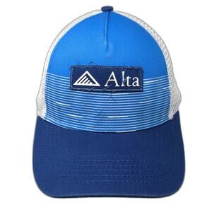 Alta 5 Panel Blue White One Size Hat Mesh Back Stripe Mountain Ski Strapback
